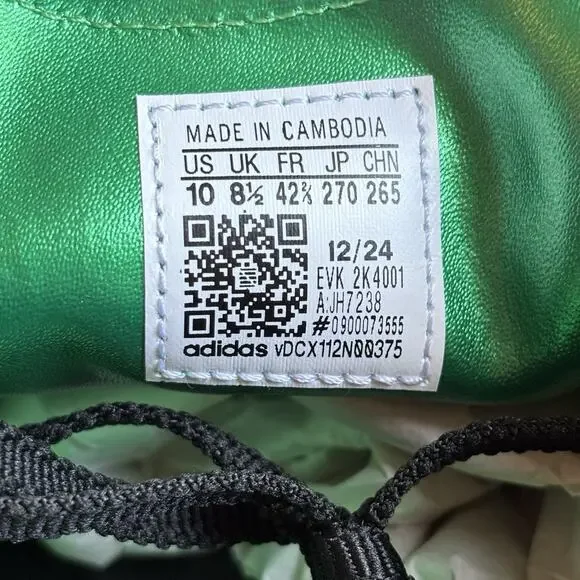 Adidas Green Black Leather metallic Soccer Sneakers Women’s 10 Retro Shoes NWOB - Picture 4 of 10